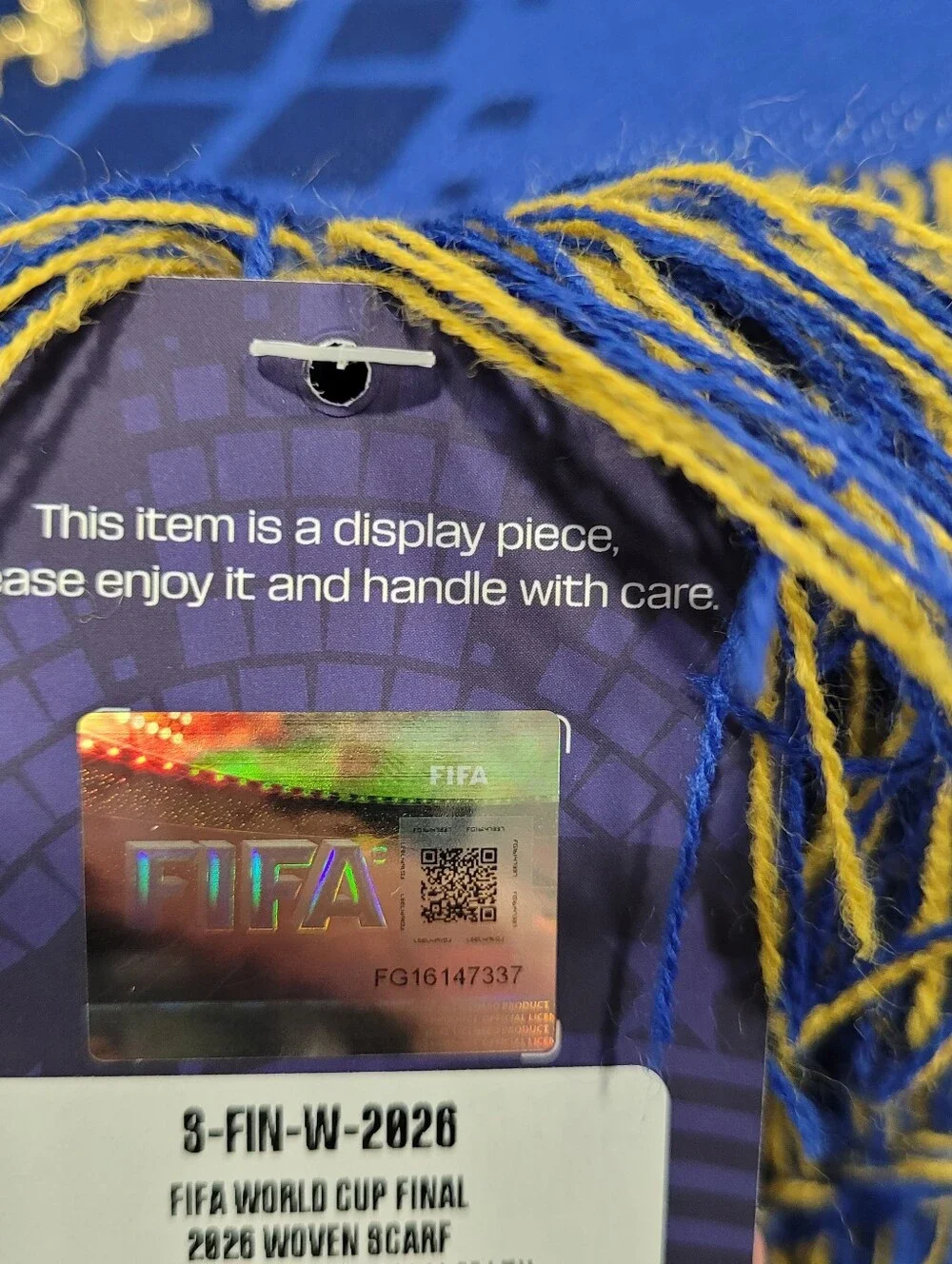 Fifa World Cup Final 2026 Scarf Blue And gold New York New Jersey